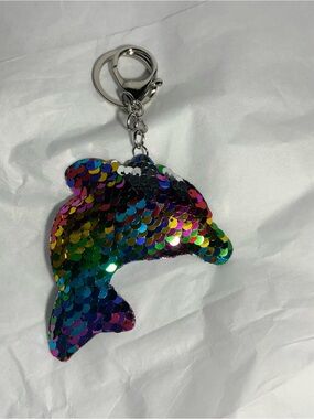 Sequin Dolphin Keychain - Multicolor